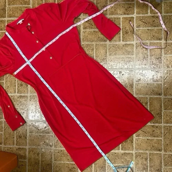 Calvin Klein Red Shirt Dress with Waist Tie - Picture 13 of 13